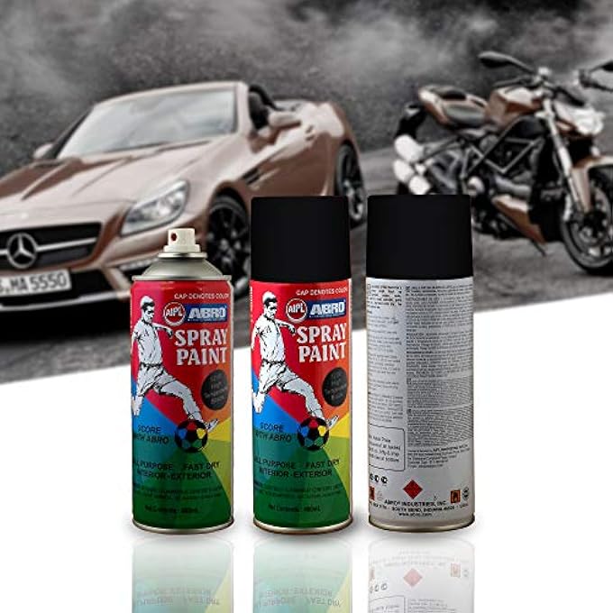 Abro SP-1200 MULTIPURPOSE COLOUR SPRAY PAINT CAN FOR CARS AND BIKES (400ML, HIGH HEAT BLACK, 1 PC) - Image 5